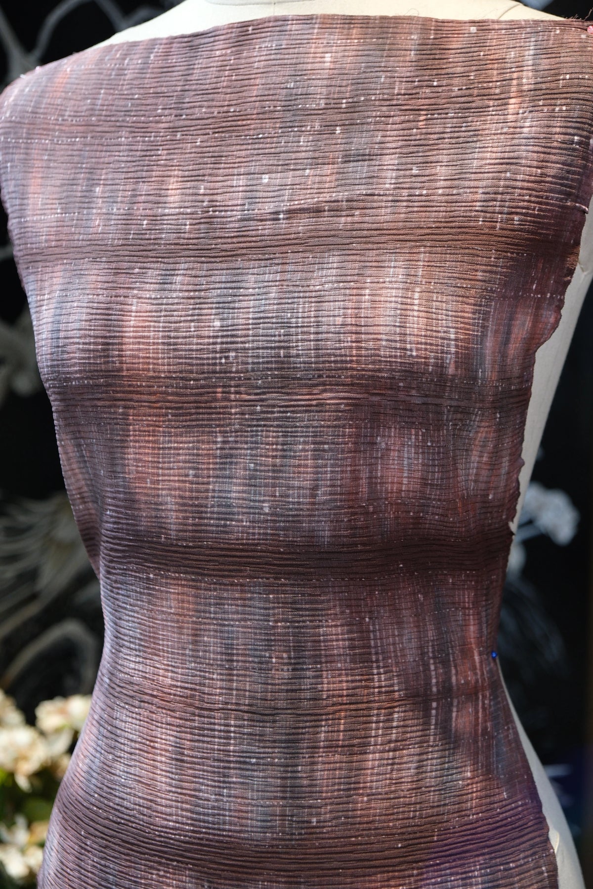 紫绛流影 · 霞光暗纹真丝面料 | Twilight Gleam - Shadow Stripe Silk Fabric