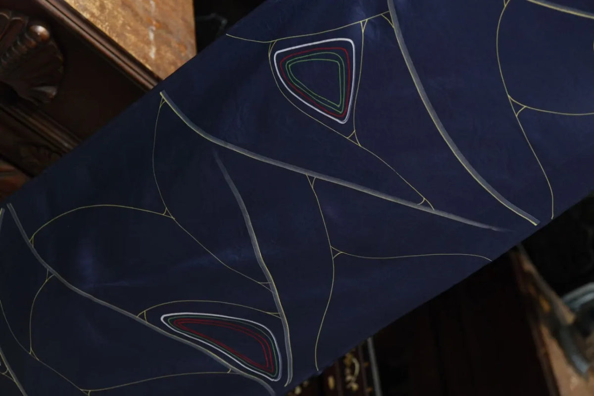 幽蓝流线 · 解构几何真丝面料 | Cerulean Flow - Geometric Silk Fabric