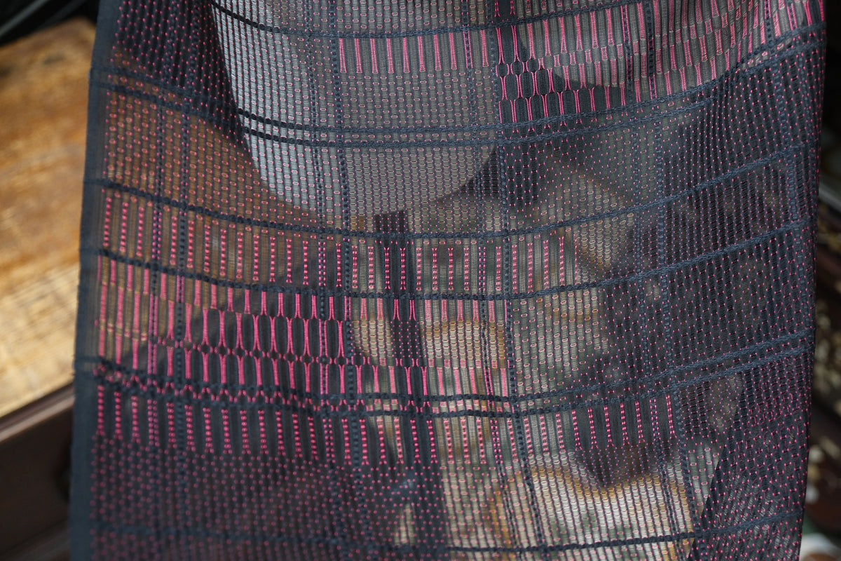 暗夜方阵 · 格纹透视真丝面料 | Midnight Grid - Sheer Plaid Silk Fabric