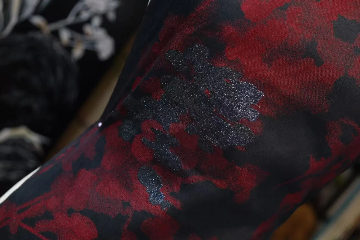 暗夜浮影 · 闪光花印真丝面料 | Midnight Shimmer - Glitter Floral Silk Fabric