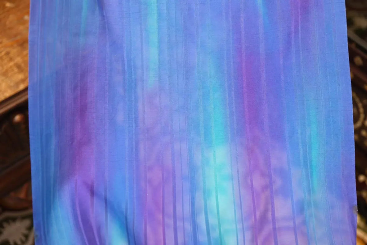 蔚蓝流光 · 渐变条纹真丝面料 | Azure Glow - Gradient Striped Silk Fabric