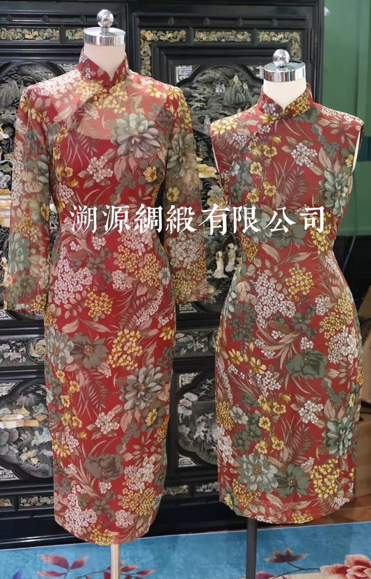 60年代 - 复古红薄纱古董姐妹旗袍 | 1960s - Vintage Red Sheer Sisters' Antique Qipao