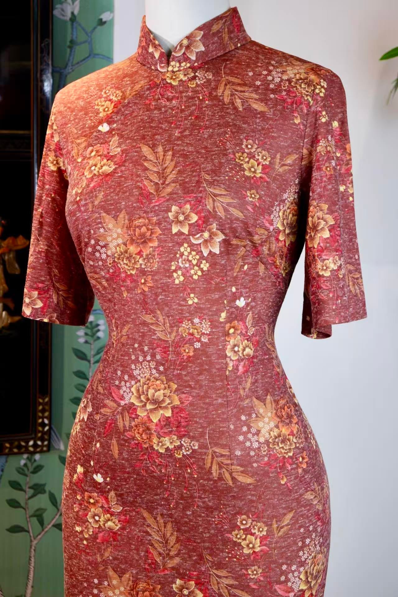 60年代 - 衣冠考据：六十年代台湾弹力针织旗袍 | 1960s - Costume Archeology: 1960s Taiwan Stretch-Knit Printed Cheongsam