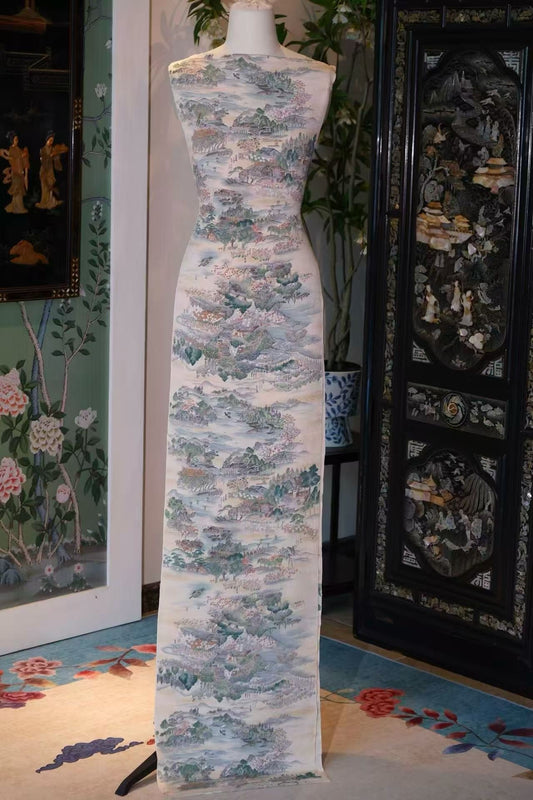 布料名 - 山水墨韵 / Fabric Name - Ink Wash Landscape Silk