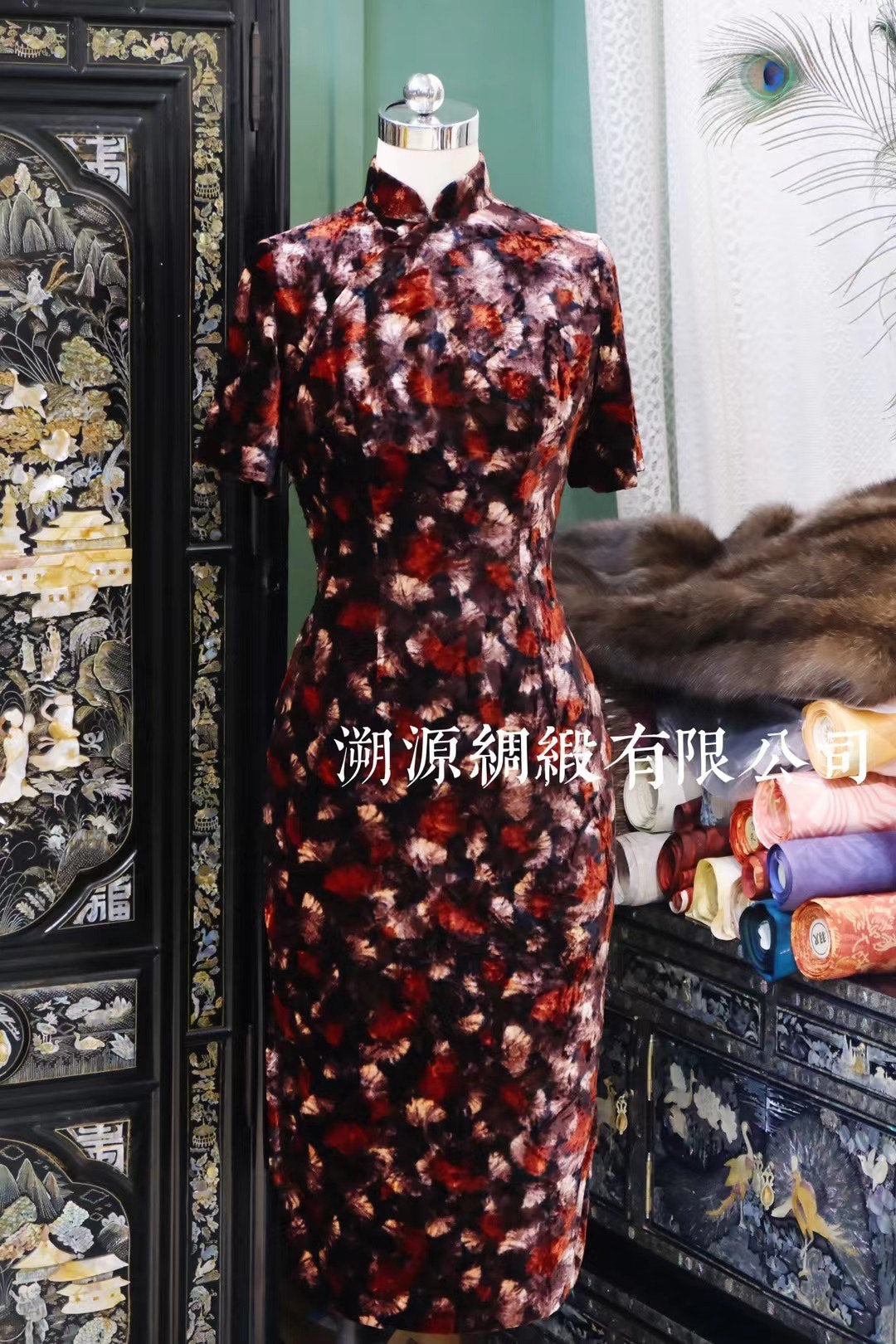50年代 -「浓情秋色 · 古董丝绒旗袍」| 1950s - "Autumn Passion" Vintage Velvet Qipao