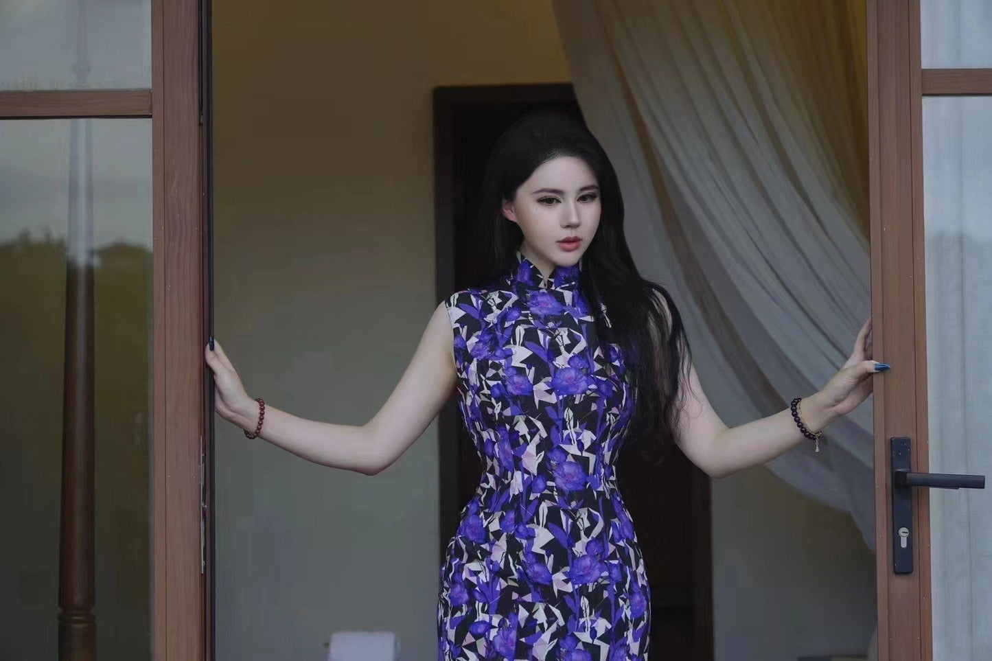 高定成衣 -【玉质天光·几何幻紫】清雅结构提花现代定制旗袍 | Sample Sale - 【Jade Luminosity · Geometric Dreamy Purple】Elegant Structural Jacquard Custom Qipao