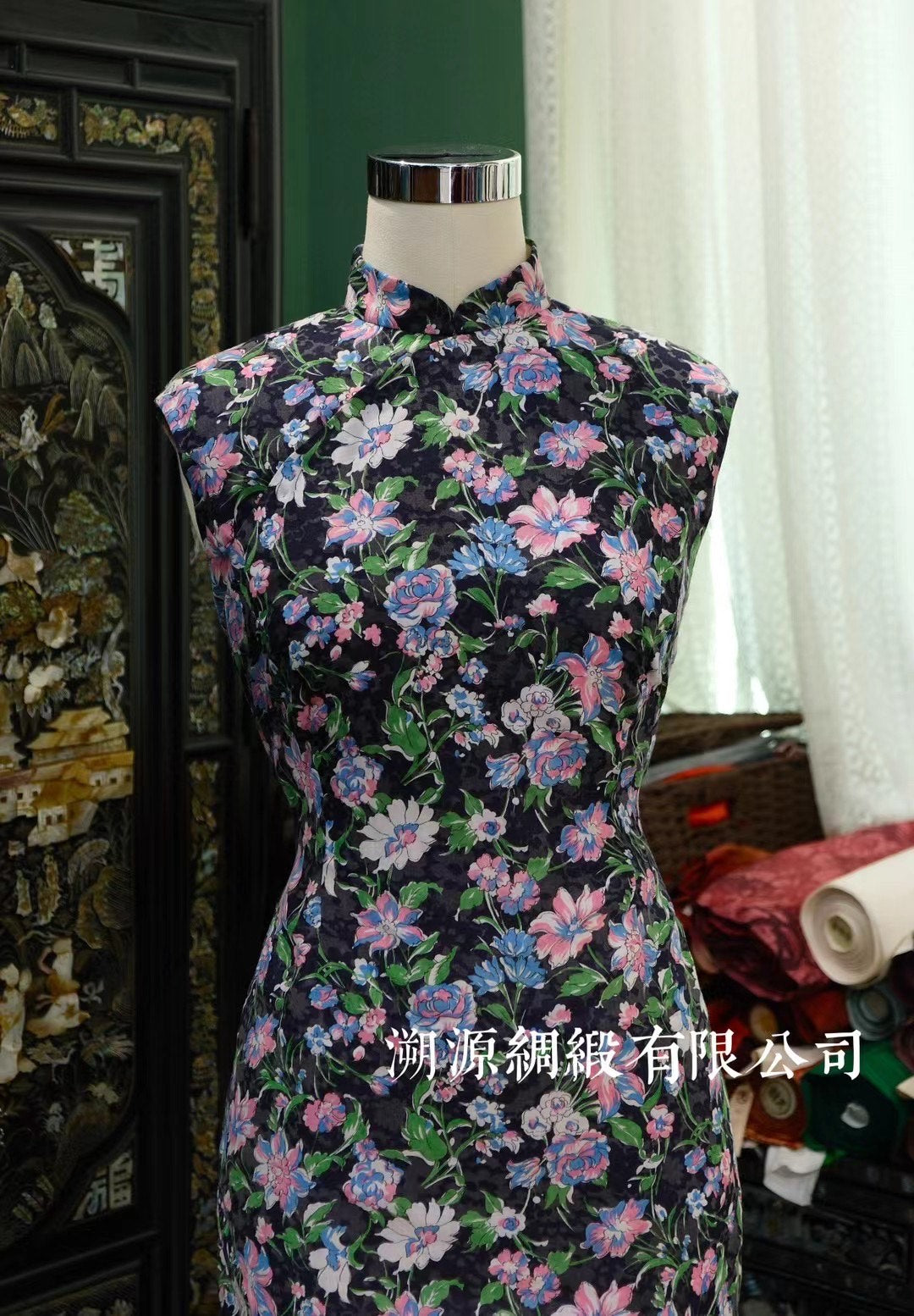 60年代 -【Vintage 1960s 晨雾清露·灰蓝水仙】朦胧花影古董风韵旗袍 | 1960s - 【Vintage 1960s Morning Mist · Gray-Blue Narcissus】Ethereal Floral Antique Qipao
