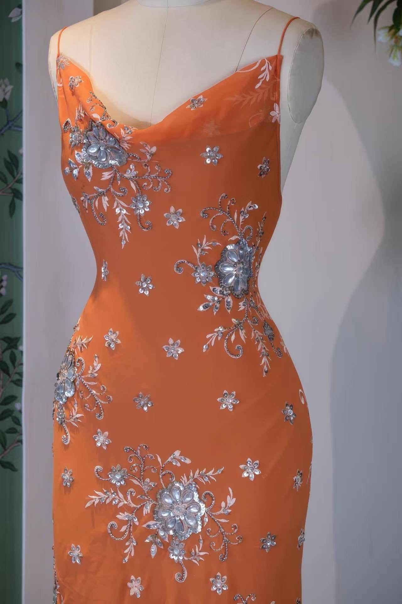 高定成衣 - 1930年代复古好莱坞风手工钉珠真丝斜裁晚礼服 | Luxury Ready-to-Wear (RTW) - 1930s Vintage style beaded sequined evening old Hollywood Silk Bias Cut Gown