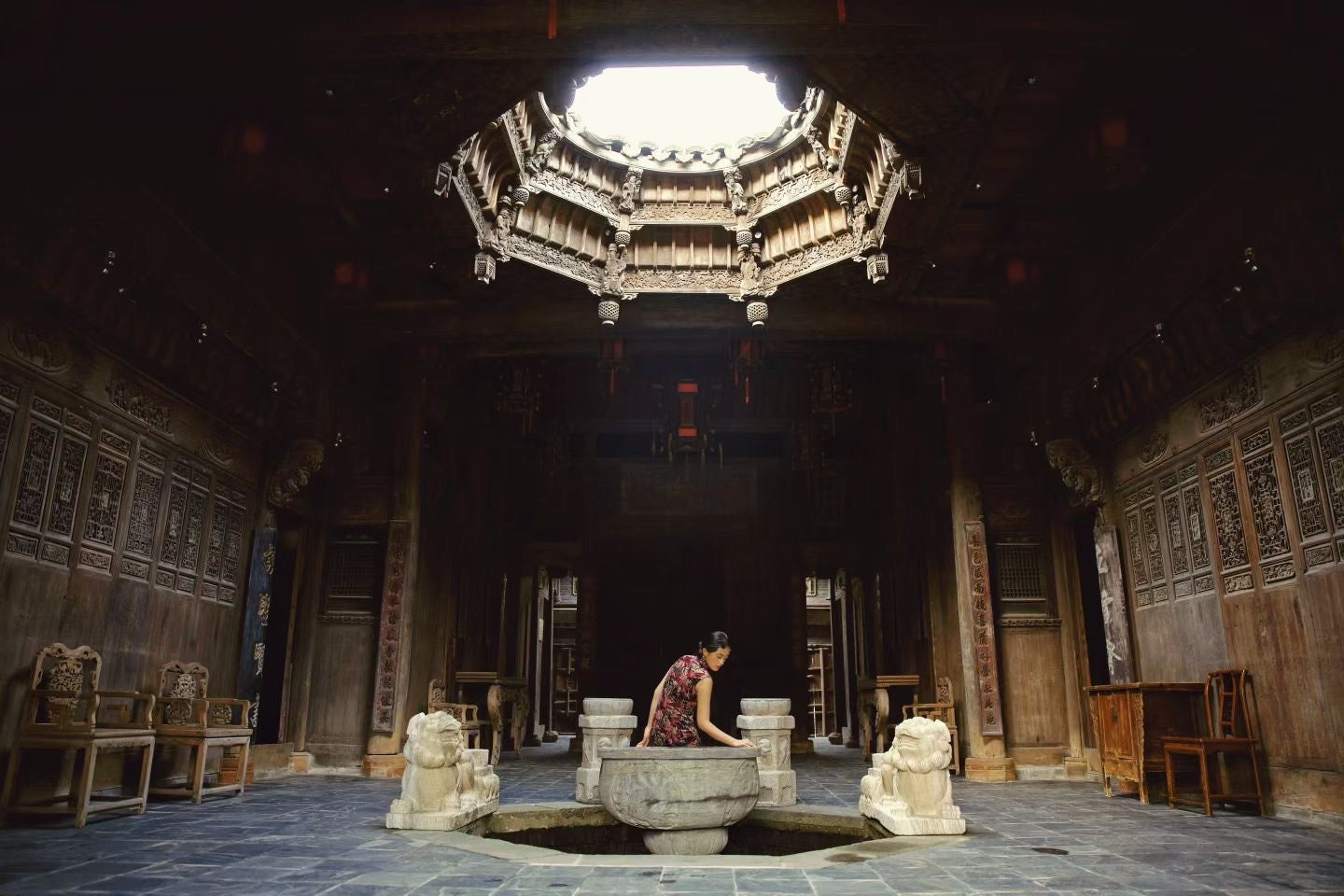 60年代 - 上世纪六十年代南洋风热带植物丝绒印花古董港式旗袍 | 1960s - An Antique Hong Kong-style Cheongsam from the 1960s, Featuring a Southeast Asian-inspired Tropical Plant Velvet Print