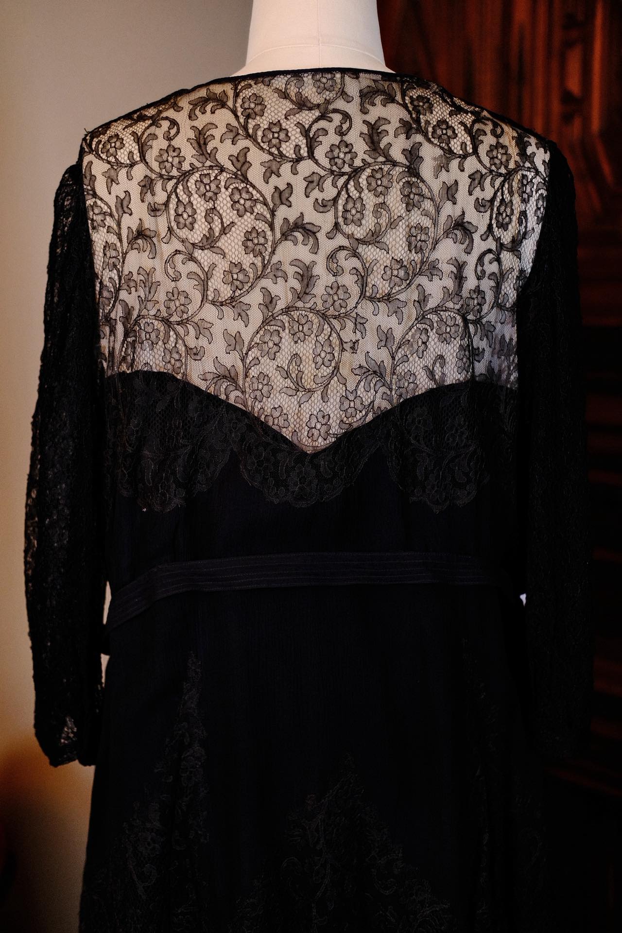 黑金夜曲：民国廿年真丝蕾丝Art Deco长裙与蔷薇私语_HY | Dark Gold Nocturne: A Republic of China Year 20 (1930s) Silk Lace Art Deco Long Dress and Whispering Roses_HY