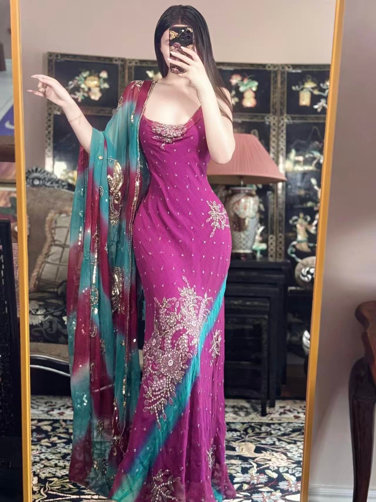 高定成衣 - 1930年代复古风华：手工定制真丝珠绣亮片斜裁晚礼服 | Luxury Ready-to-Wear (RTW) - 1930s vintage style beaded sequined evening bias cut Inspired Handmade Silk Gown