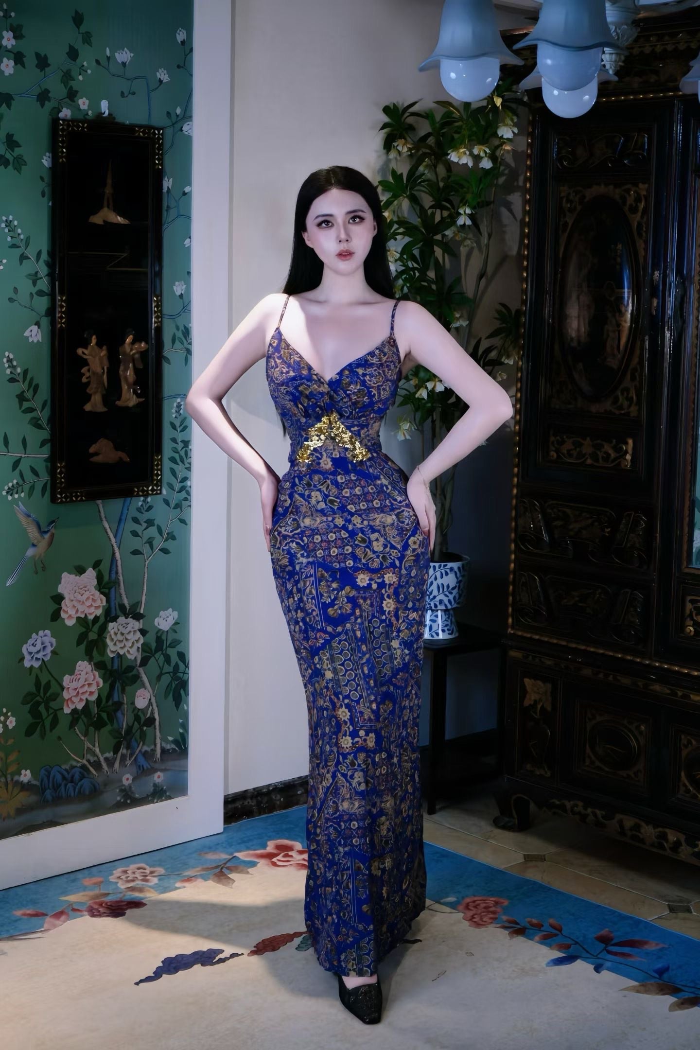 高定成衣 - 埃及秘境之蓝｜手工定制立体剪裁吊带长裙 | Luxury Ready-to-Wear (RTW) - Egyptian Mystery Blue | Hand-Bespoke Sculptural Slip Maxi Dress