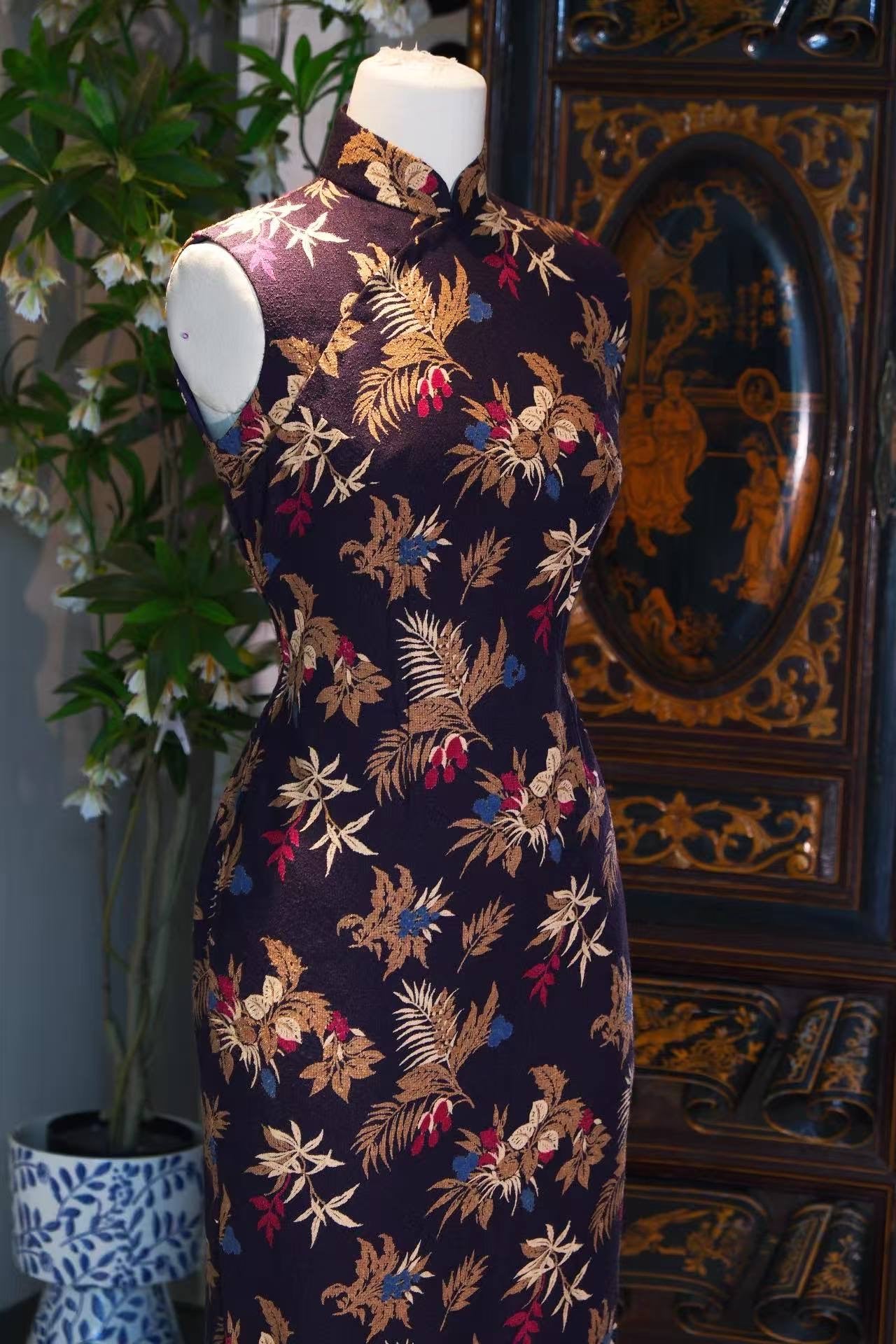 60年代 - 台湾“眼镜旗袍专家”羊羔毛旗袍 | 1960s - Vintage Lambswool Qipao (Cheongsam) by Taiwan's "Spectacles Qipao Expert"