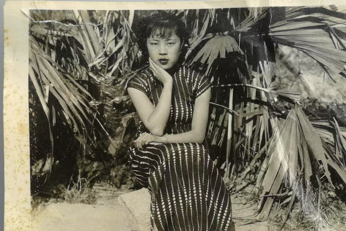 60年代 - 六零年代・午夜花園・黑白裝飾藝術・繁花盛放古董港式旗袍 / 1960s - The Sixties Art Deco Floral - Midnight Garden - Black and White Bloom Antique Hong Kong Qipao