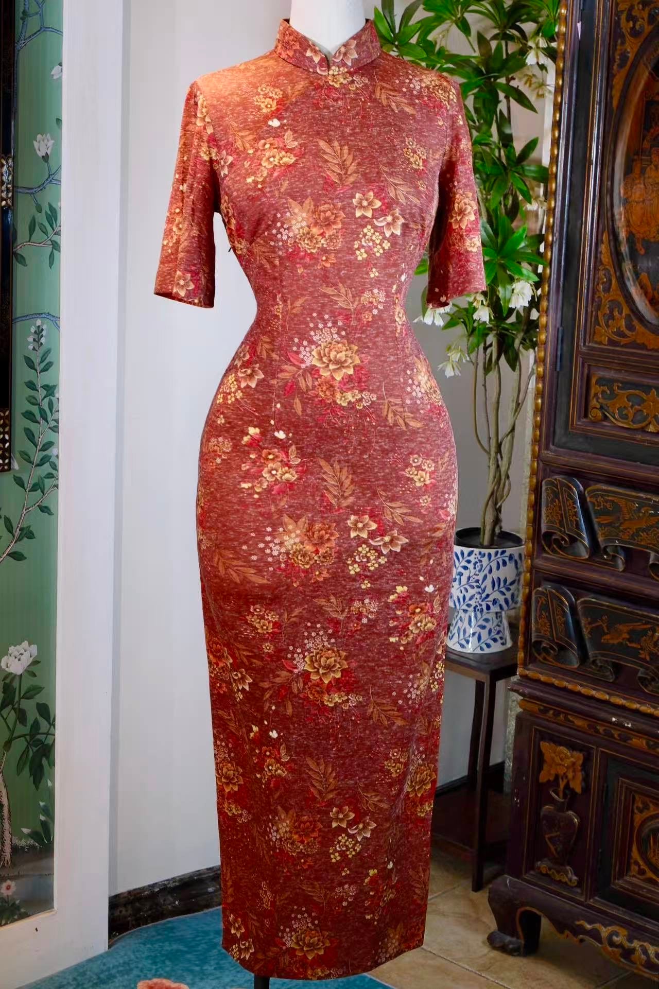 60年代 - 衣冠考据：六十年代台湾弹力针织旗袍 | 1960s - Costume Archeology: 1960s Taiwan Stretch-Knit Printed Cheongsam