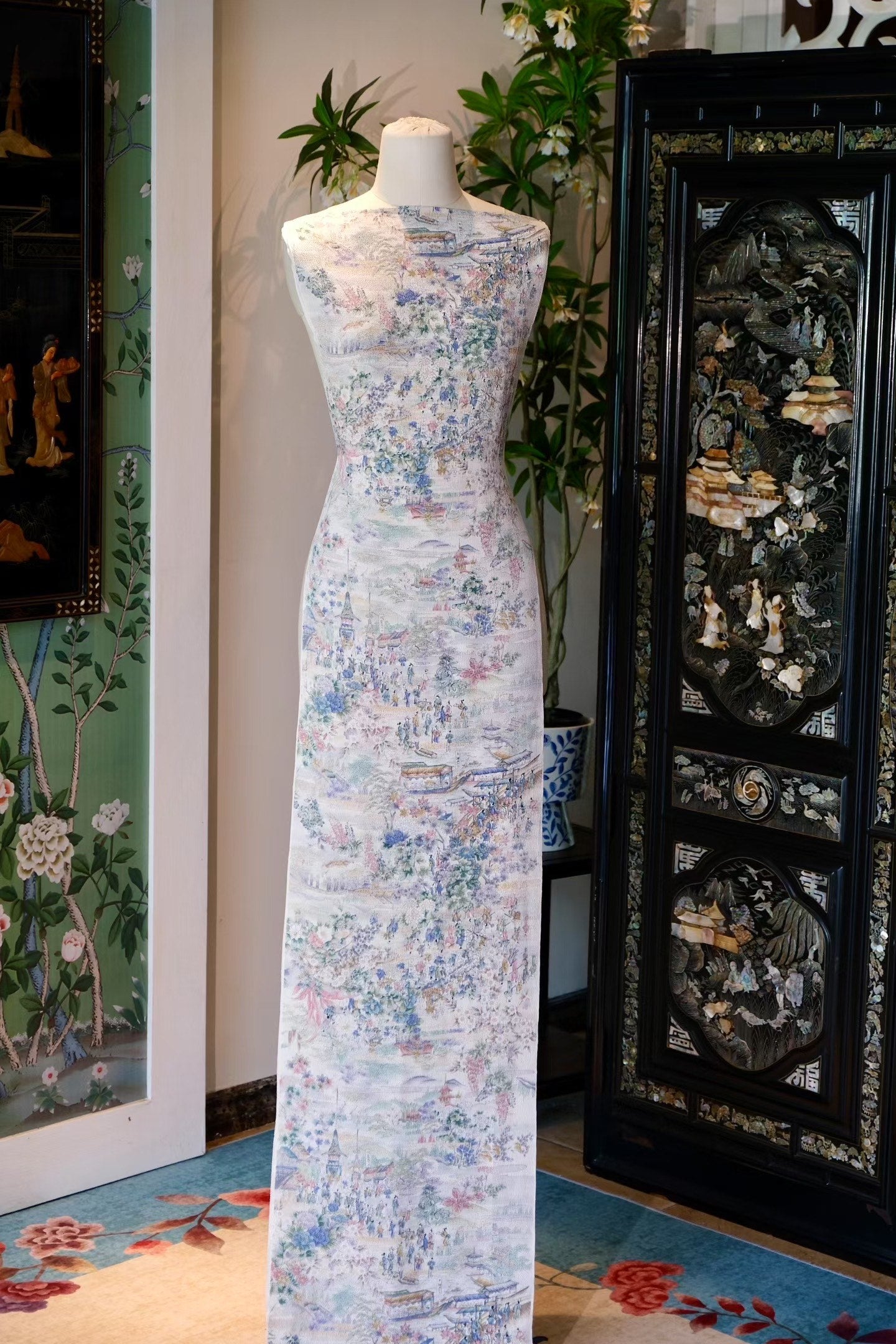 布料名 - 清明古韵 · 摩登月影 · 天外流光 / Fabric Name - Emerald Scroll · Shanghai Moonlight Shibori · Ethereal Aura