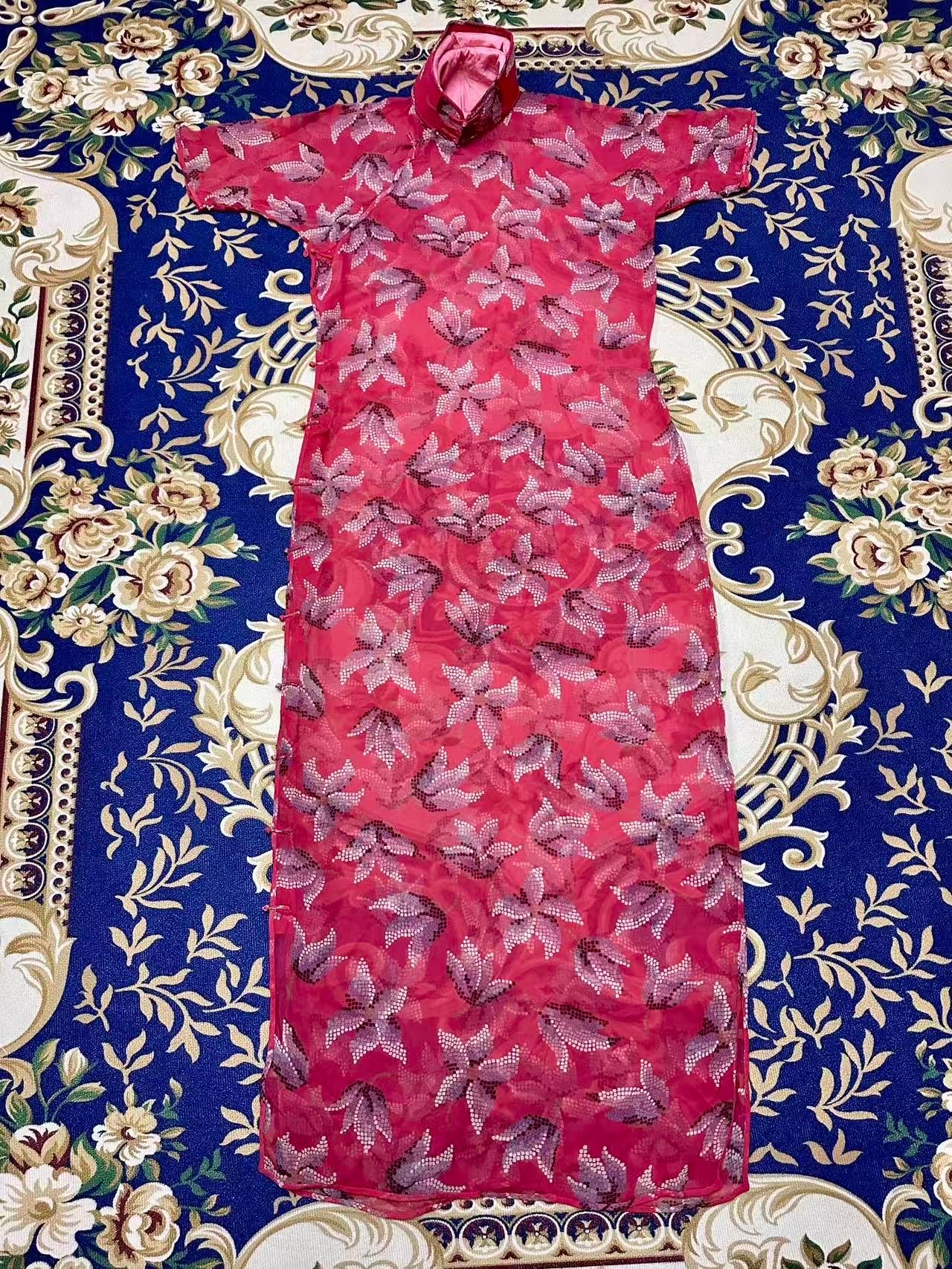 30年代 - 三十年代Art Deco郁金香纹乔其薄纱旗袍：海派摩登的流动诗篇 | 1930s - 1930s Art Deco Tulip-Patterned Georgette Chiffon Qipao: A Fluid Poem of Haipai Modernity