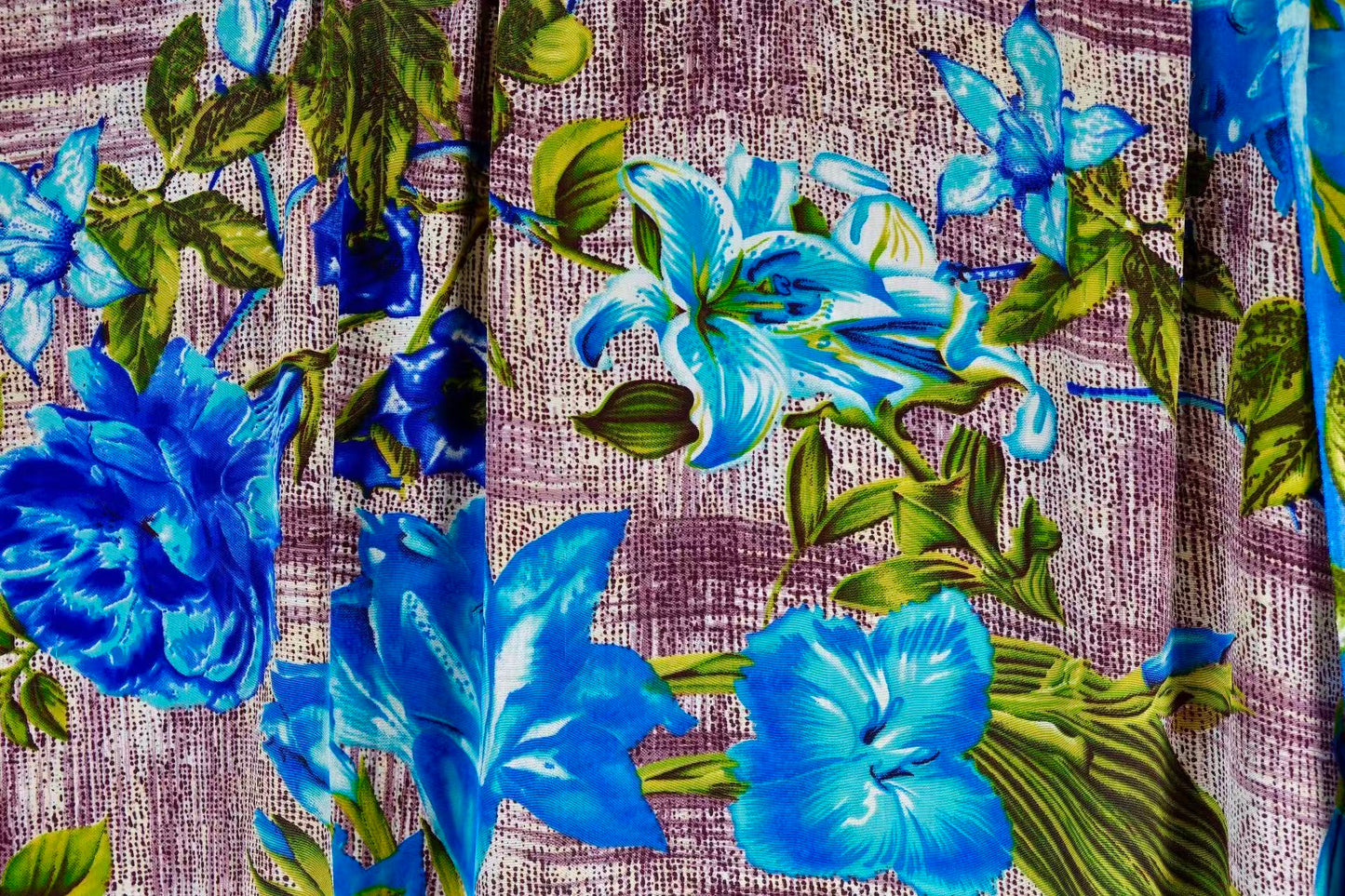 布料名 -《蓝调幽谷·墨染繁花》—— 100% 重磅真丝印花绸 | Fabric Name - “Azure Valley & Ink Bloom” – Premium Mulberry Silk Habotai