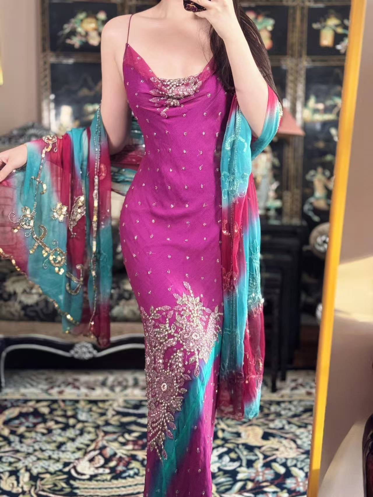 高定成衣 - 1930年代复古风华：手工定制真丝珠绣亮片斜裁晚礼服 | Luxury Ready-to-Wear (RTW) - 1930s vintage style beaded sequined evening bias cut Inspired Handmade Silk Gown