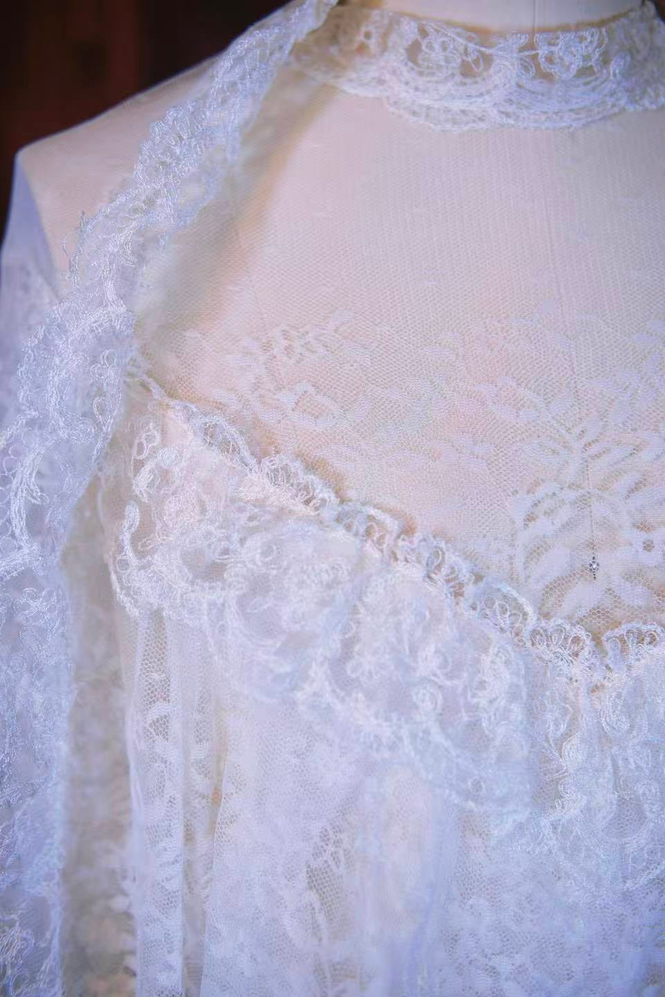 Vintage 婚礼礼服 -《蕾丝之杰作》—— 罕见上世纪七十年代法国古董蕾丝婚纱_HL | Vintage Wedding Dress - A Masterpiece of Lace: A Rare 1970s Antique French Lace Wedding Gown_HL