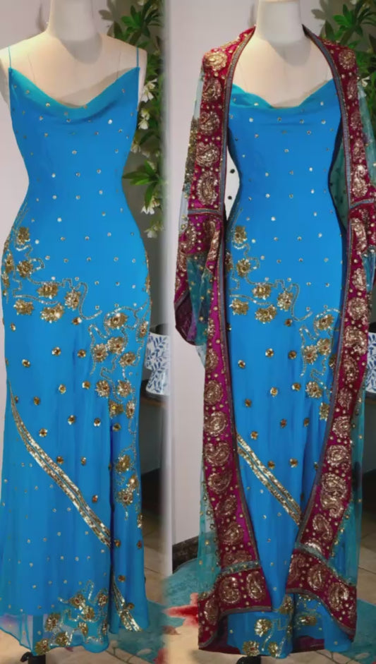 【蔚蓝与鎏金：被时光封存的异域绮梦】| Azure and Burnished Gold: A Sealed Exotic Fantasy — An Archival Analysis of a 1930s-Inspired Custom Silk Bias-Cut Ensemble