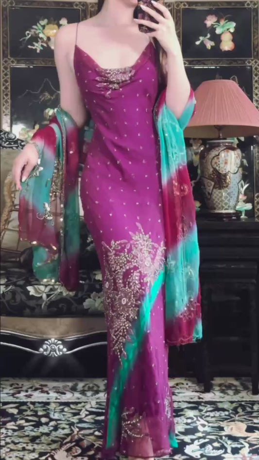 高定成衣 - 1930年代复古风华：手工定制真丝珠绣亮片斜裁晚礼服 | Luxury Ready-to-Wear (RTW) - 1930s vintage style beaded sequined evening bias cut Inspired Handmade Silk Gown